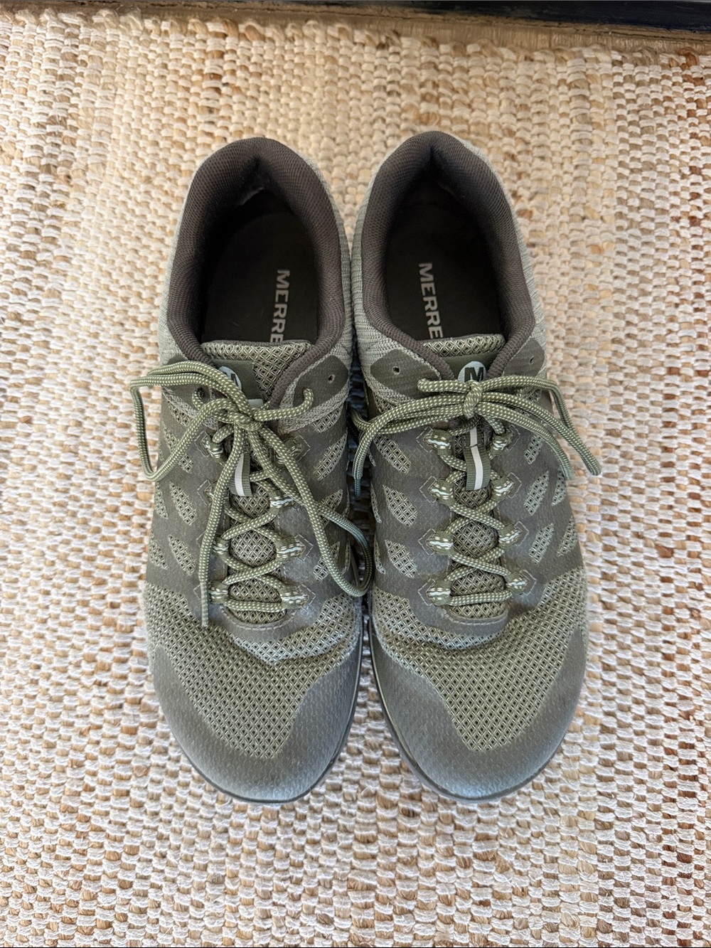 Merrell Olive Green Mesh Trail Sneakers